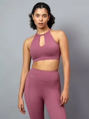 Fitkin Women's Mauve Halter Style Sports Bra