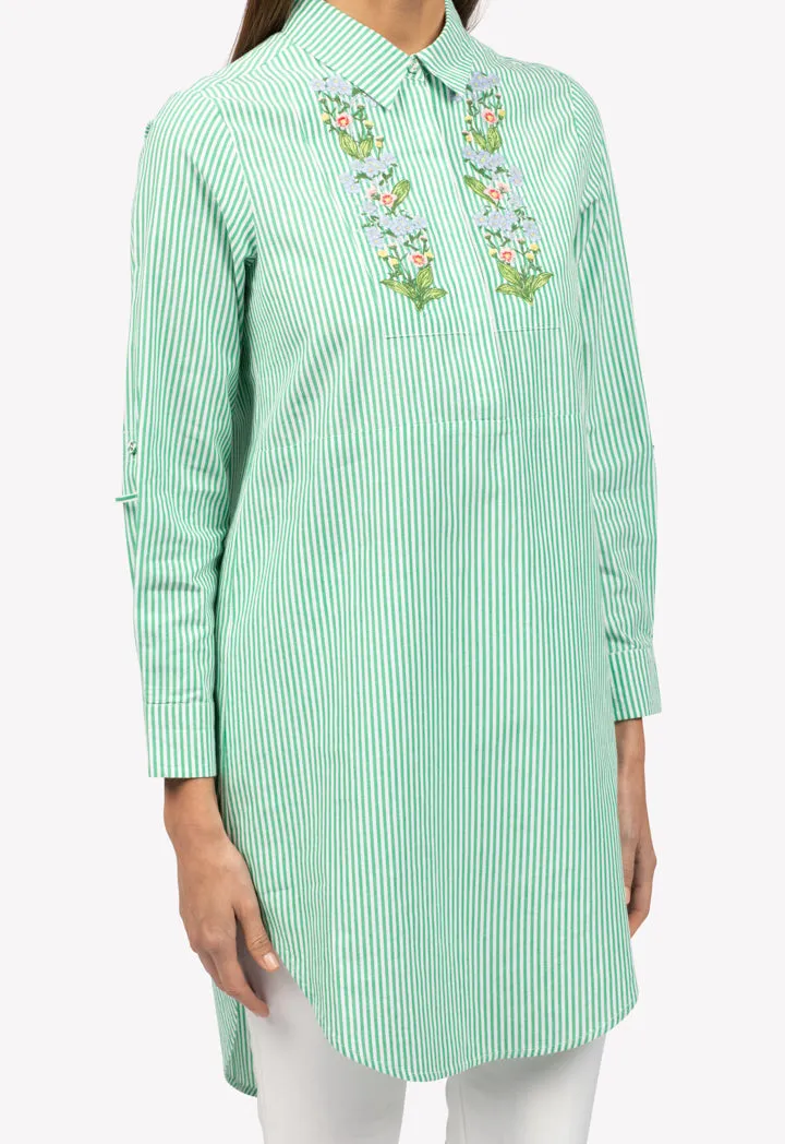 Flower Embroidered Shirt