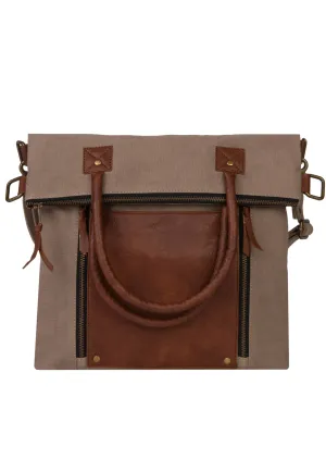 Fold Over Stone Up-Cycled Convertible Tote