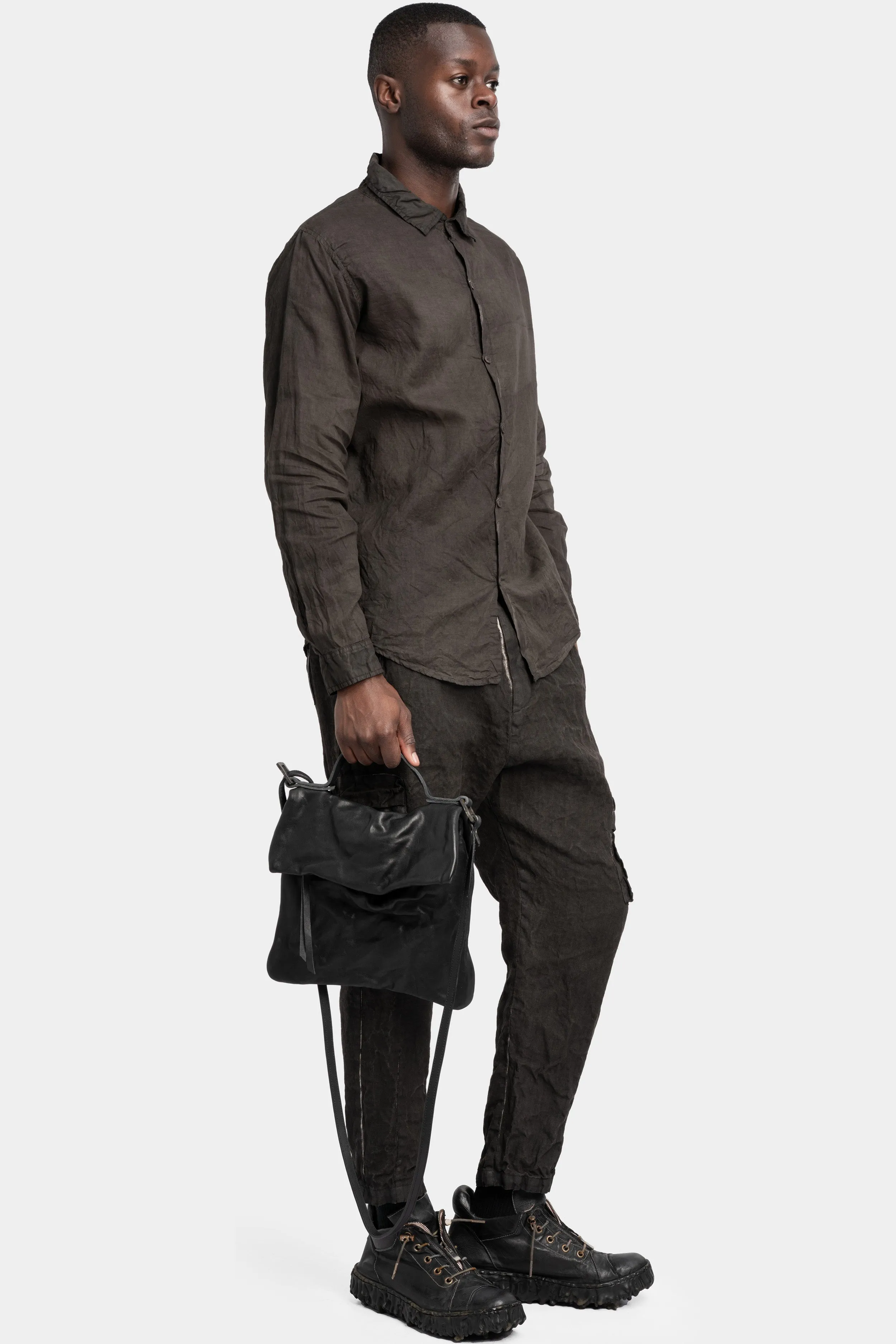 Folded messenger leather bag