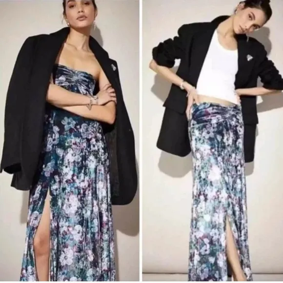 Free People Carpe Diem Floral Convertible Maxi Skirt Size Large