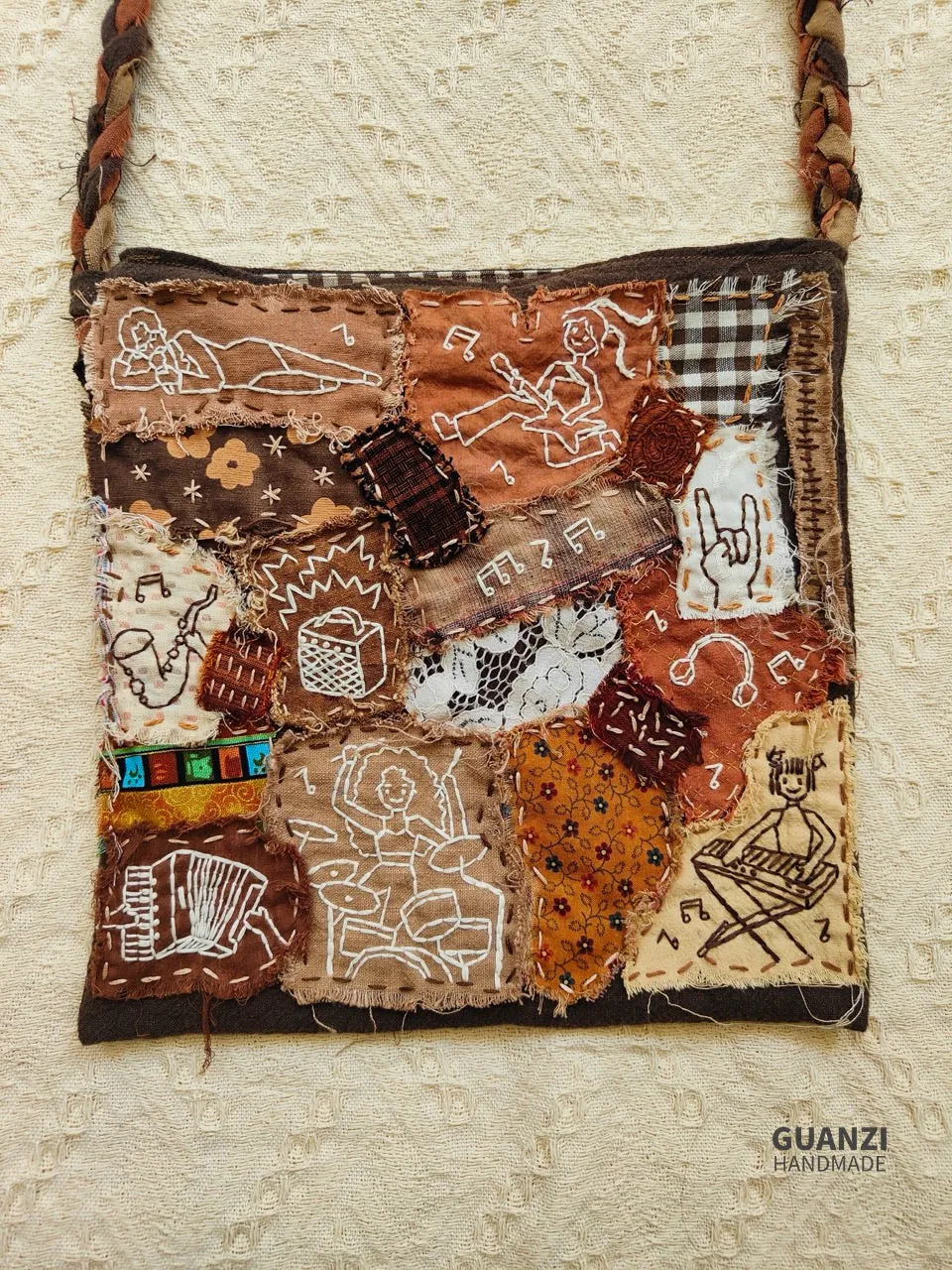 Girls' Crazy Band - Original Handmade DIY Embroidered Fabric Bag
