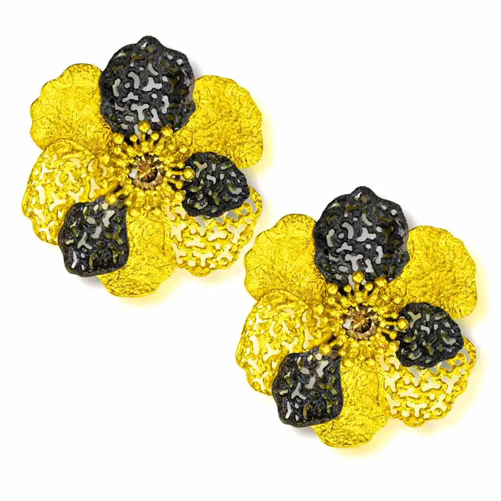 Gold Coronaria Convertible Earrings with Champagne Diamonds