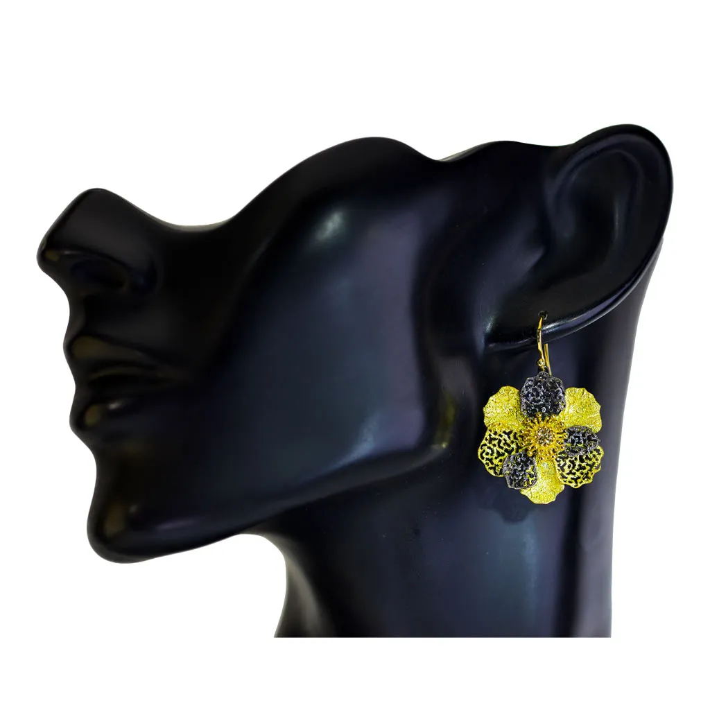 Gold Coronaria Convertible Earrings with Champagne Diamonds