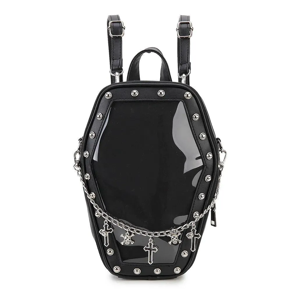 Gothic Casket with Bat Wings Backpack