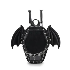 Gothic Casket with Bat Wings Backpack