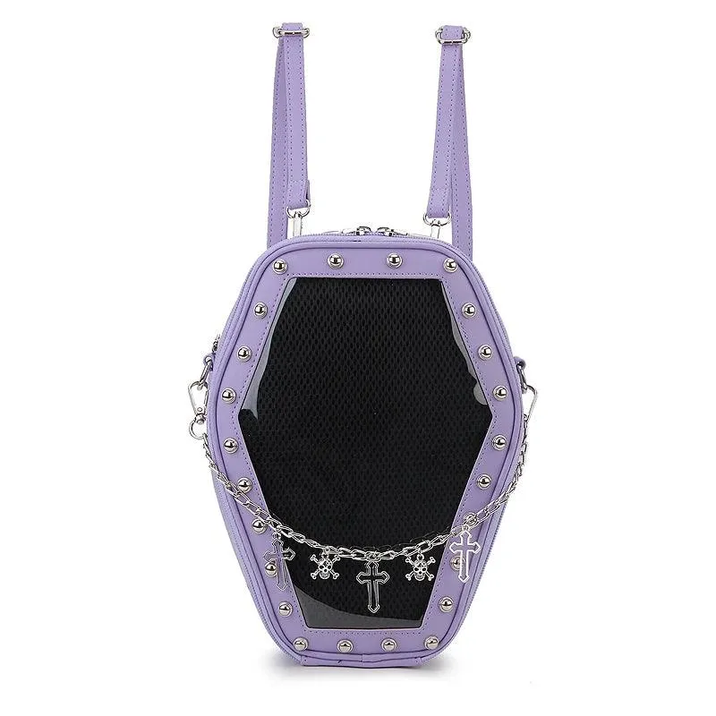 Gothic Casket with Bat Wings Backpack