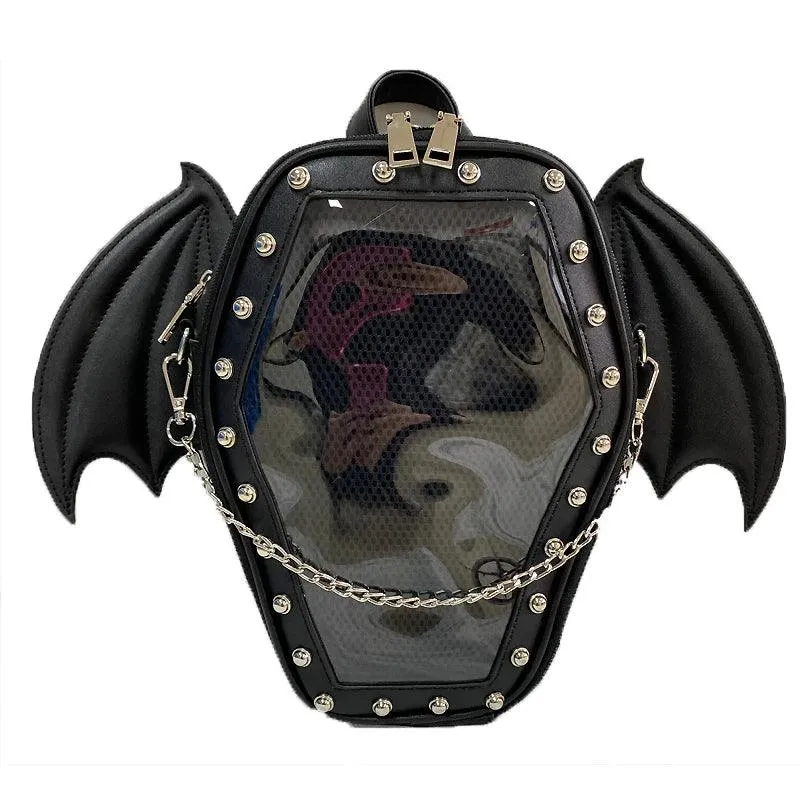 Gothic Casket with Bat Wings Backpack