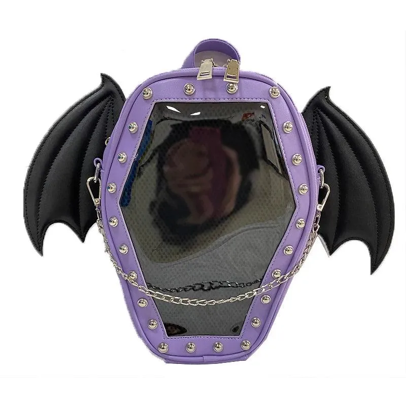 Gothic Casket with Bat Wings Backpack