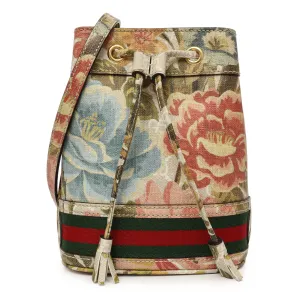 Gucci GG Supreme Monogram Water Flora Web Mini Ophidia Bucket Bag