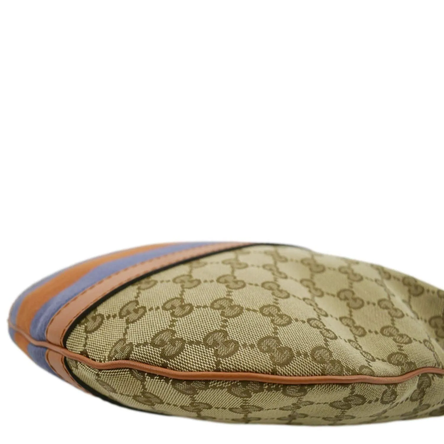 GUCCI Half Moon Vintage Web GG Canvas Shoulder Bag Beige 257082