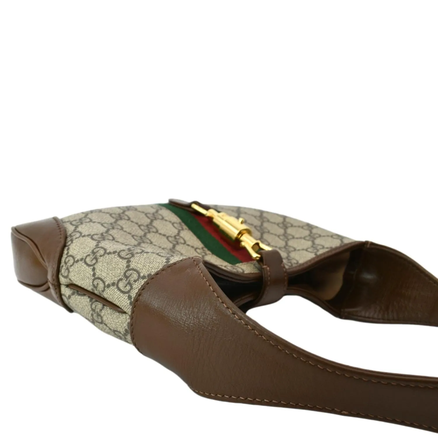 GUCCI Jackie 1961 Small GG Supreme Canvas Leather Shoulder Bag Beige 636706