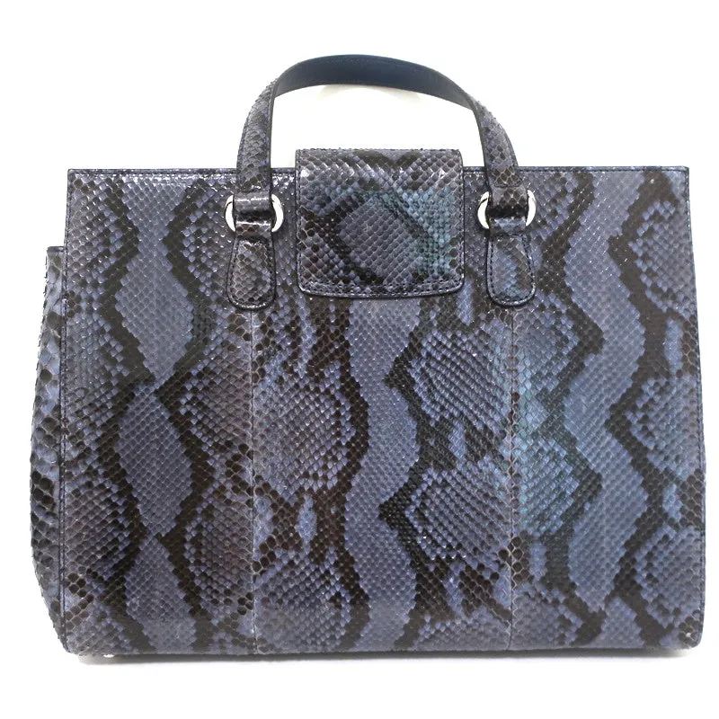 Gucci Lady Lock Large Tote Blue Snakeskin Top Handle Bag