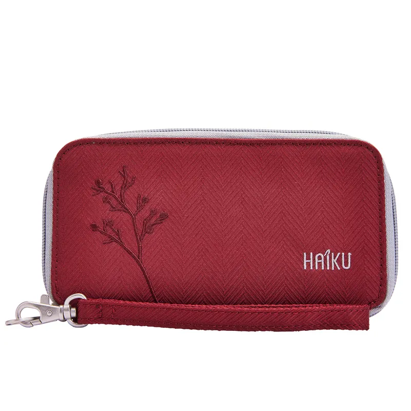Haiku Intrepid RFID Wallet in Neon Flora, Rustic Clay, Rosewood, Stone Gray, River Rock Blue, Gray Poplar & Black