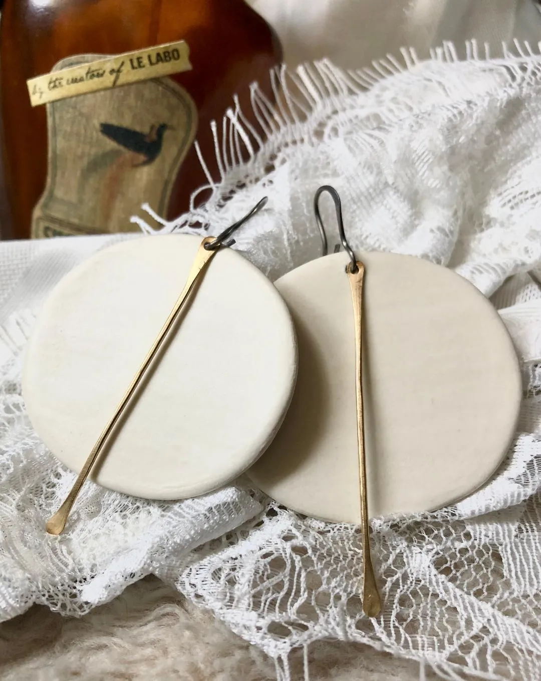 Handmade Hypoallergenic Lightweight Ceramic Statement Earrings - Large