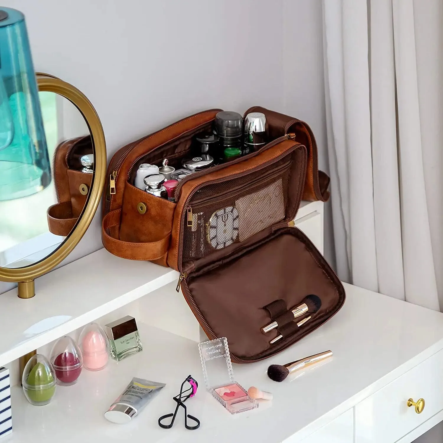 Hanging Makeup Travel Organizer - Large Necessaries Case