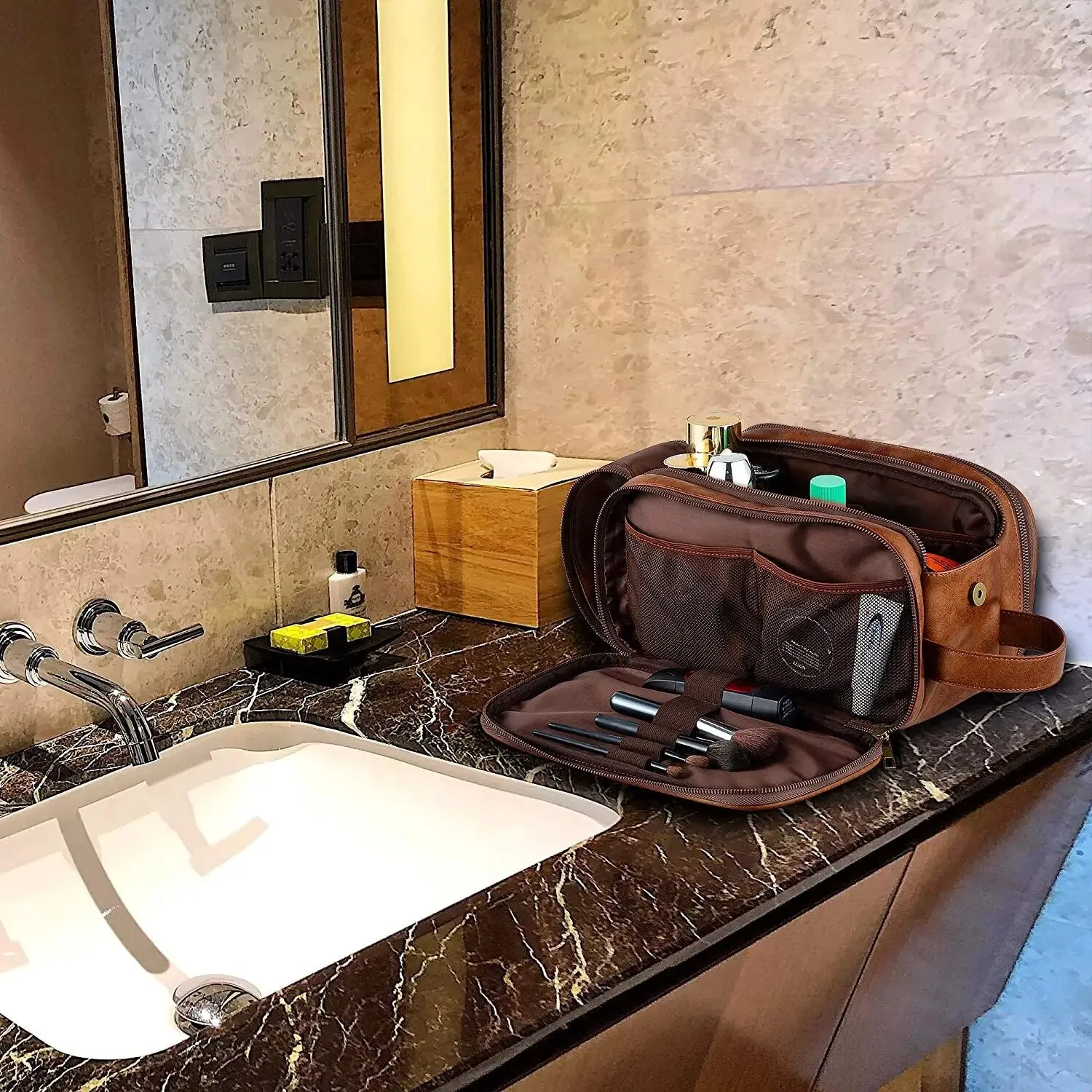 Hanging Makeup Travel Organizer - Large Necessaries Case