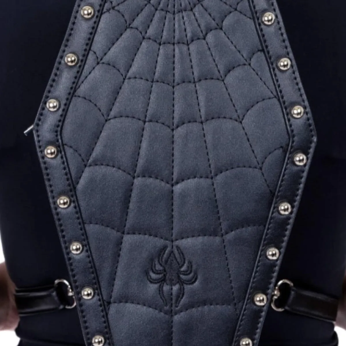 Heartless Web Weaver Spiderweb Gothic Coffin Backpack