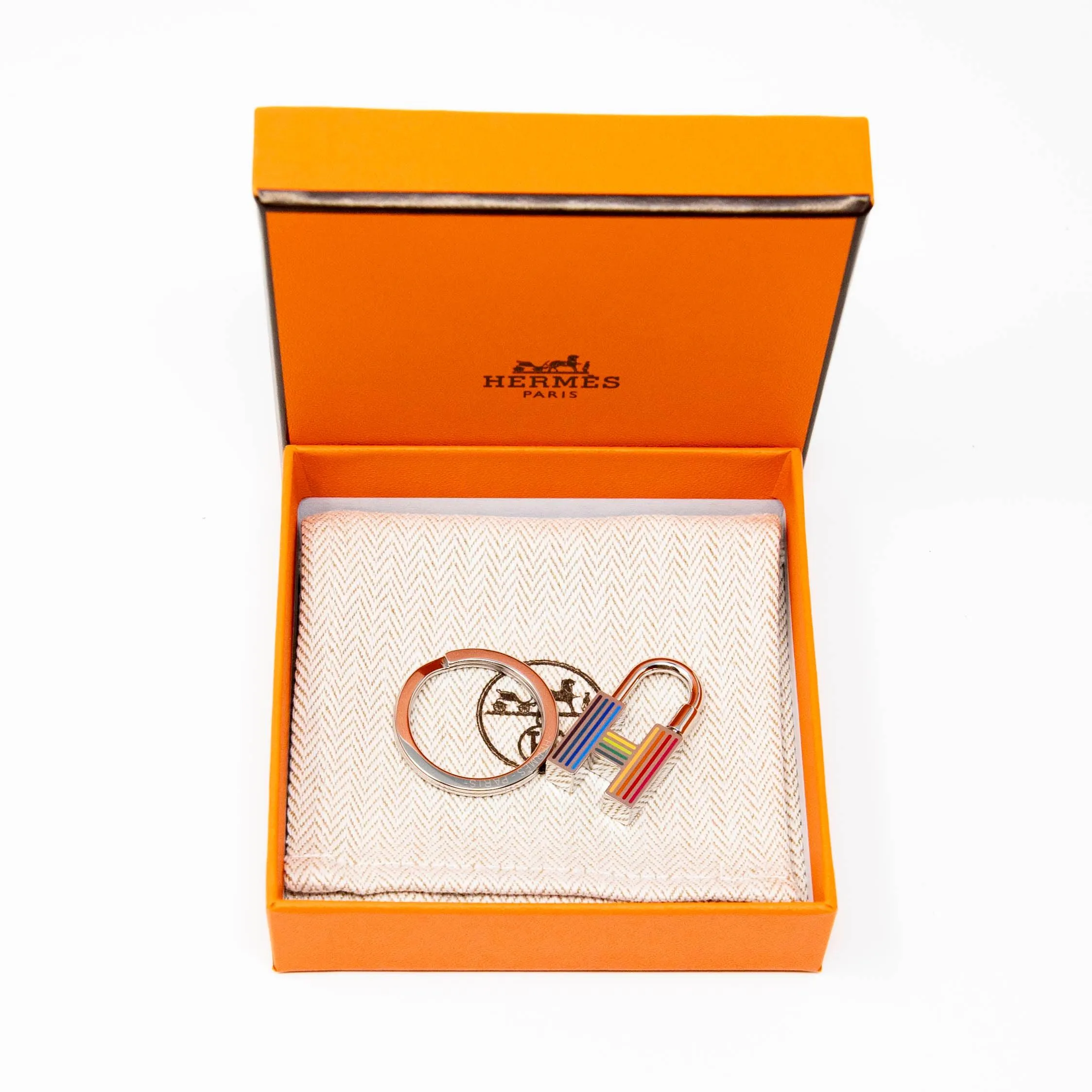 Hermes Cadena Rainbow Key Ring
