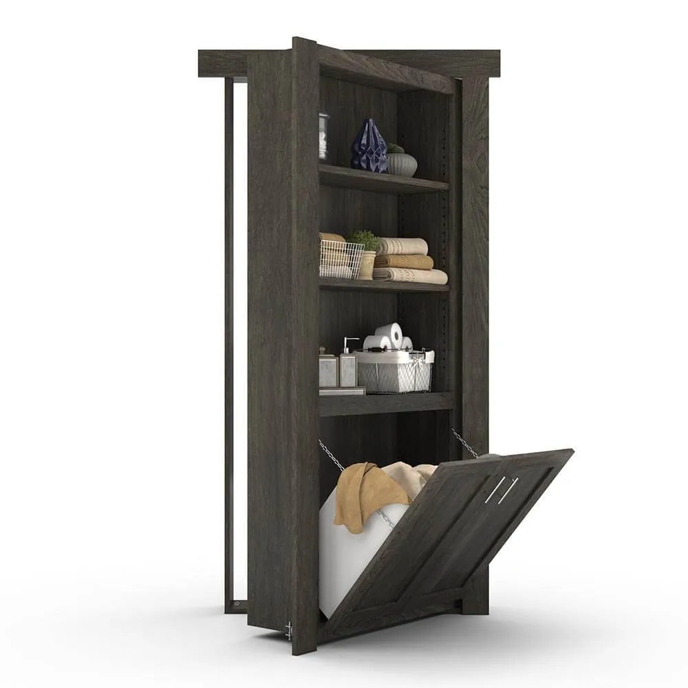 Hidden Flush Mount Maple Hamper Door
