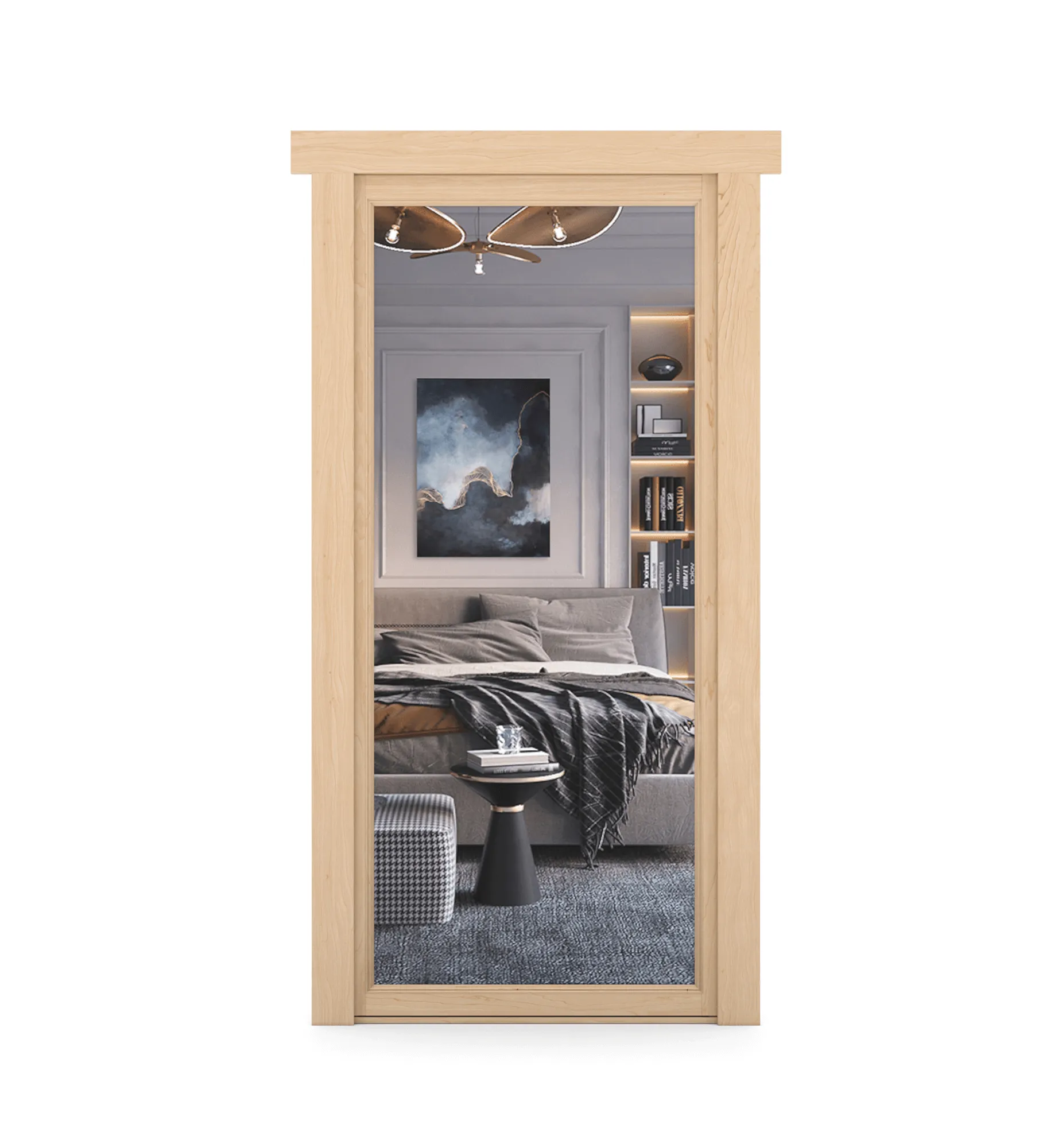 Hidden Maple Mirror Door