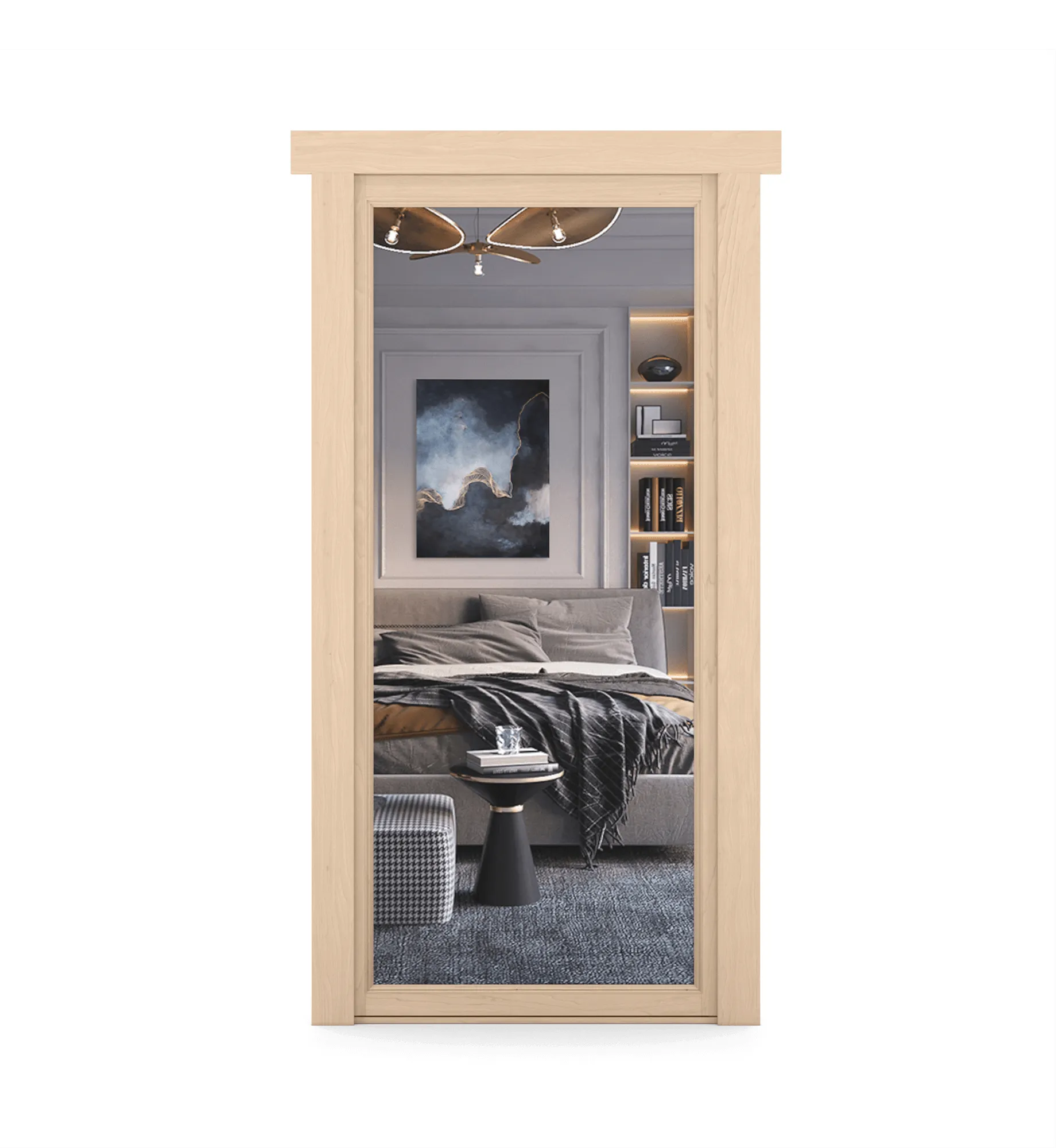 Hidden Maple Mirror Door