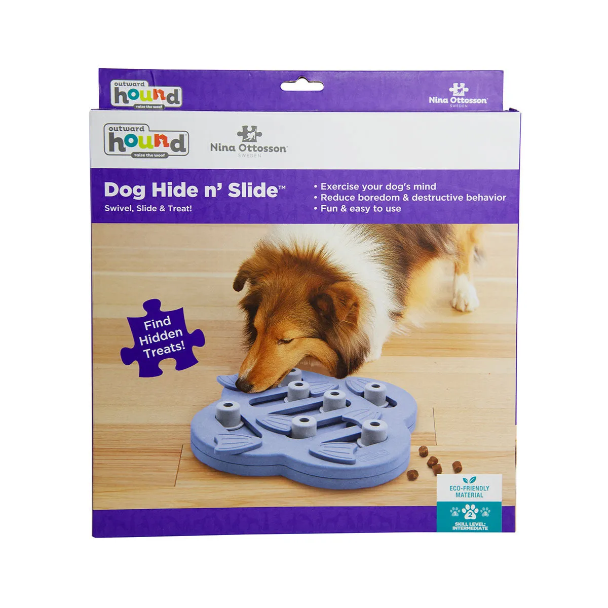 Hide N Slide Treat Dispensing Interactive Dog Game - LEVEL 2 (Purple/Blue)