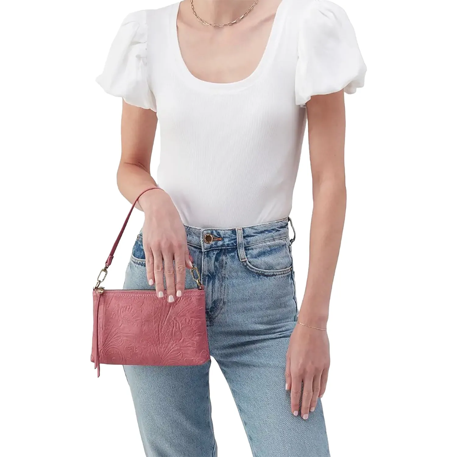 Hobo Darcy Crossbody Mauve Embossed Leather