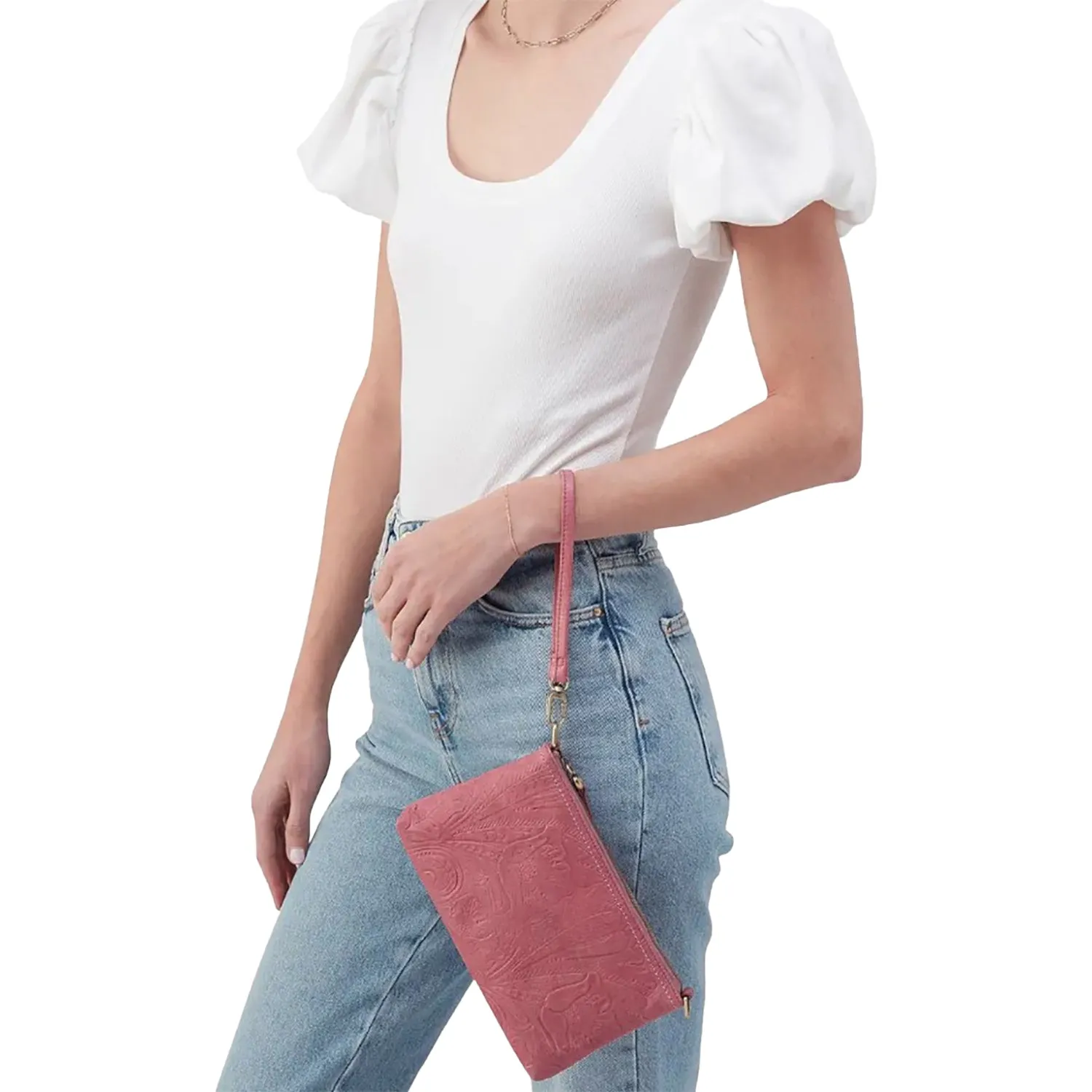 Hobo Darcy Crossbody Mauve Embossed Leather