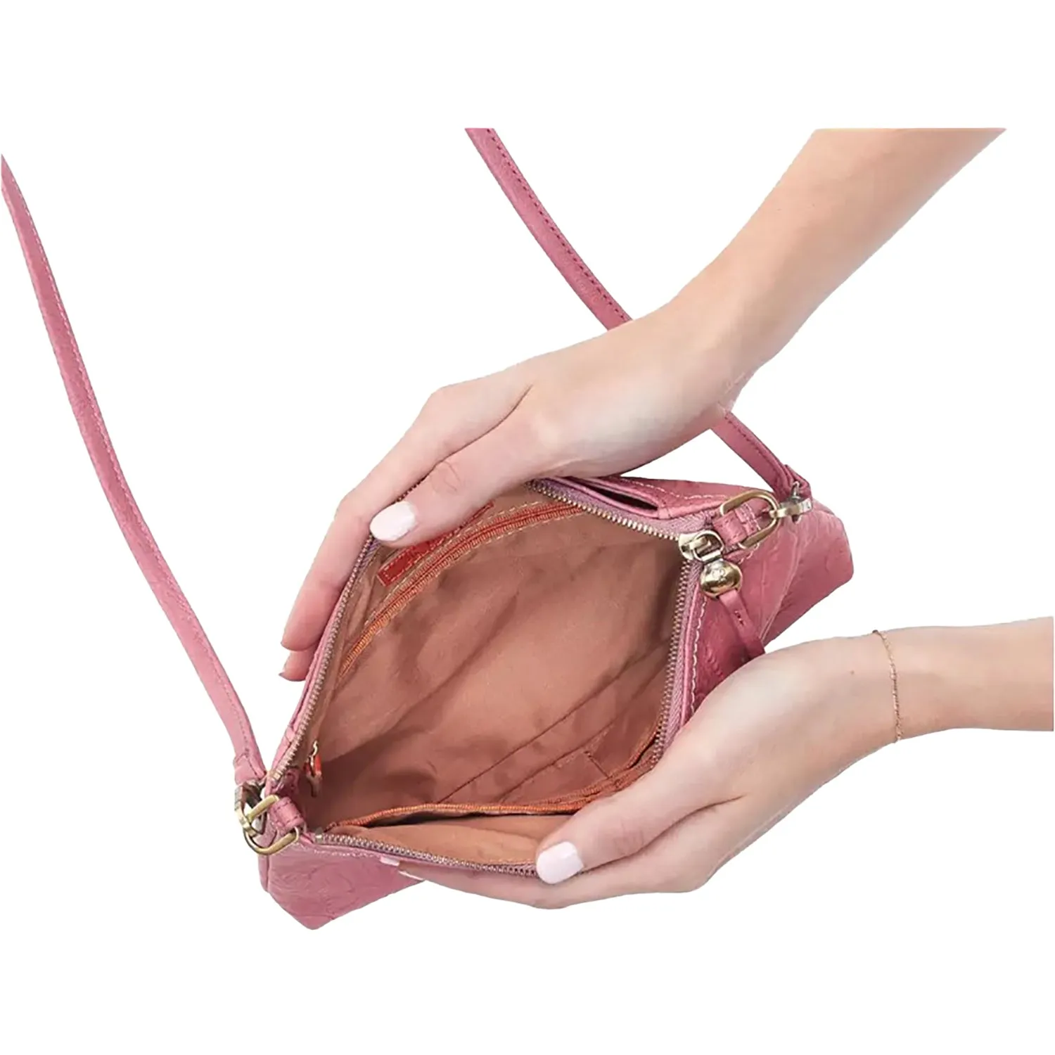 Hobo Darcy Crossbody Mauve Embossed Leather