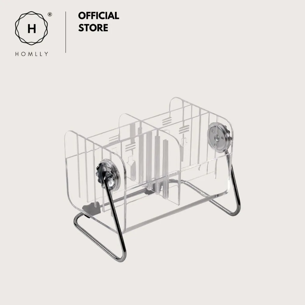 Homlly Acrylic Phone Remote Control Grid Organiser Storage Box With 360 Rotating Stand
