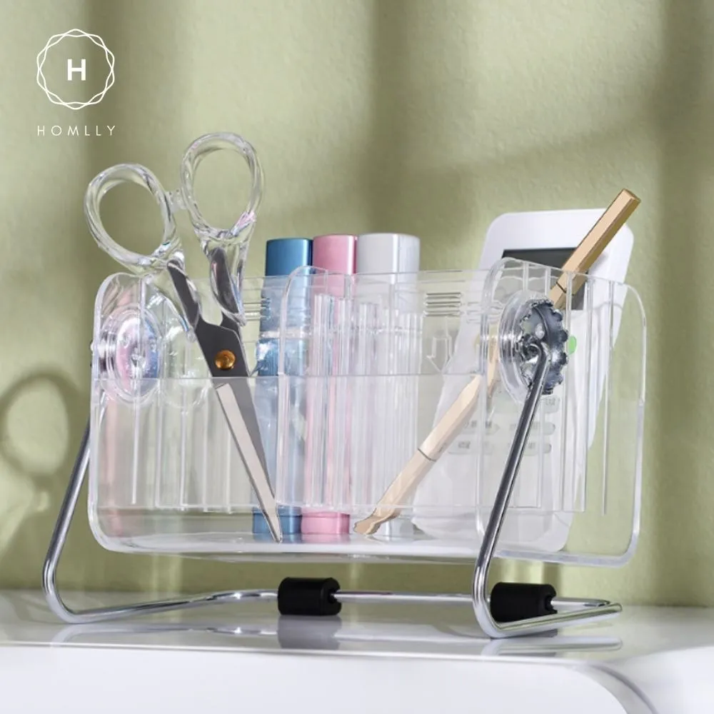 Homlly Acrylic Phone Remote Control Grid Organiser Storage Box With 360 Rotating Stand