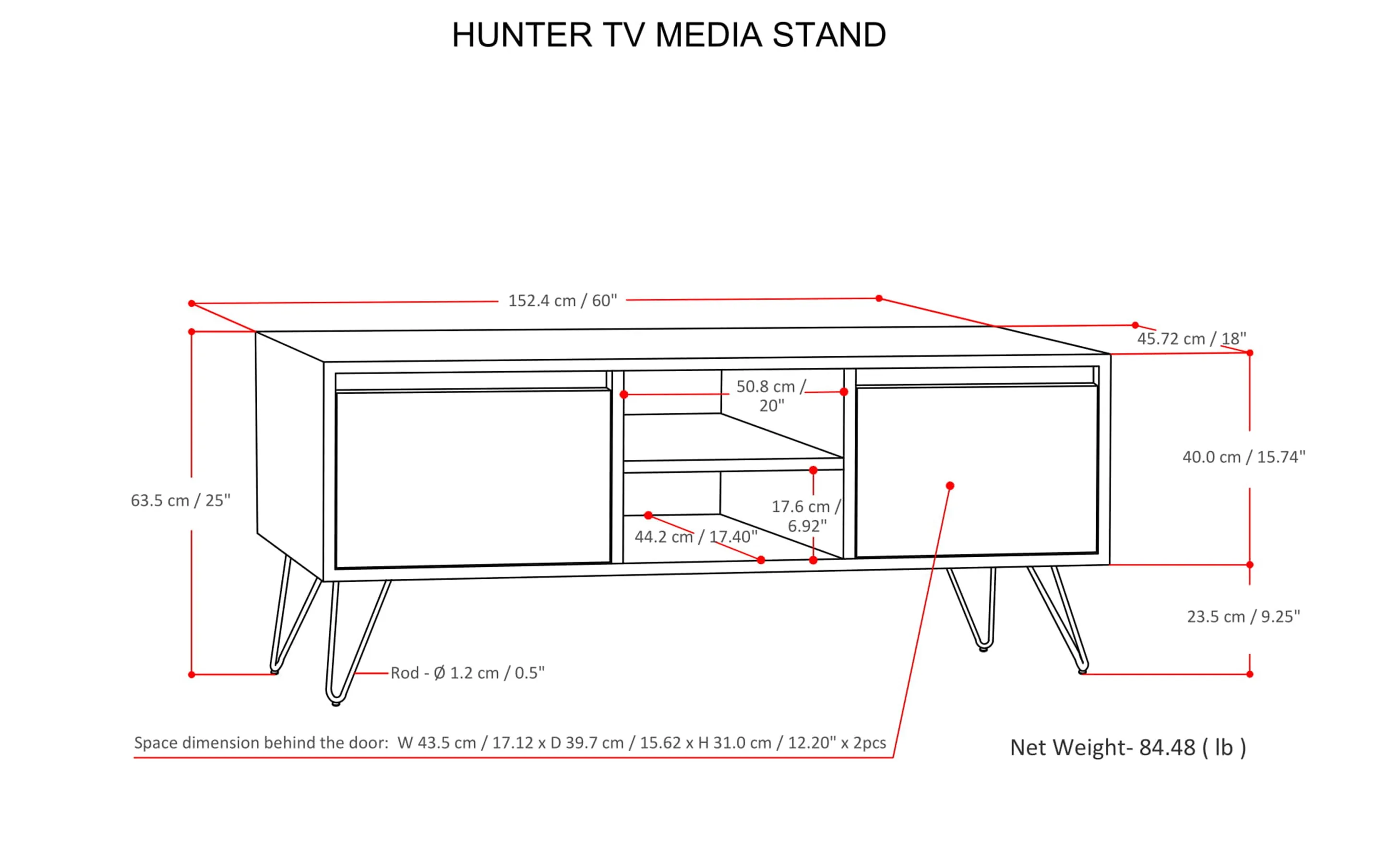 Hunter TV Media Stand in Oak