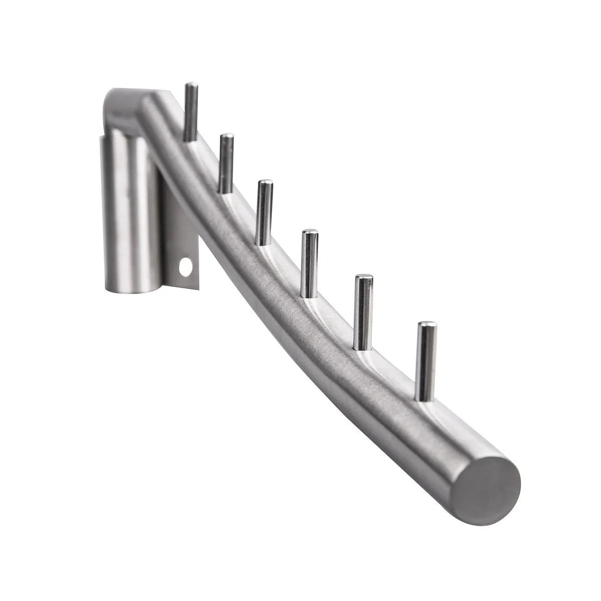 IMEEA Closet Hanger Space Saver Swing Arm Wall-Mounted SUS304 Brushed Stainless Steel with 6 Hooks 12.6inch (2-Set)
