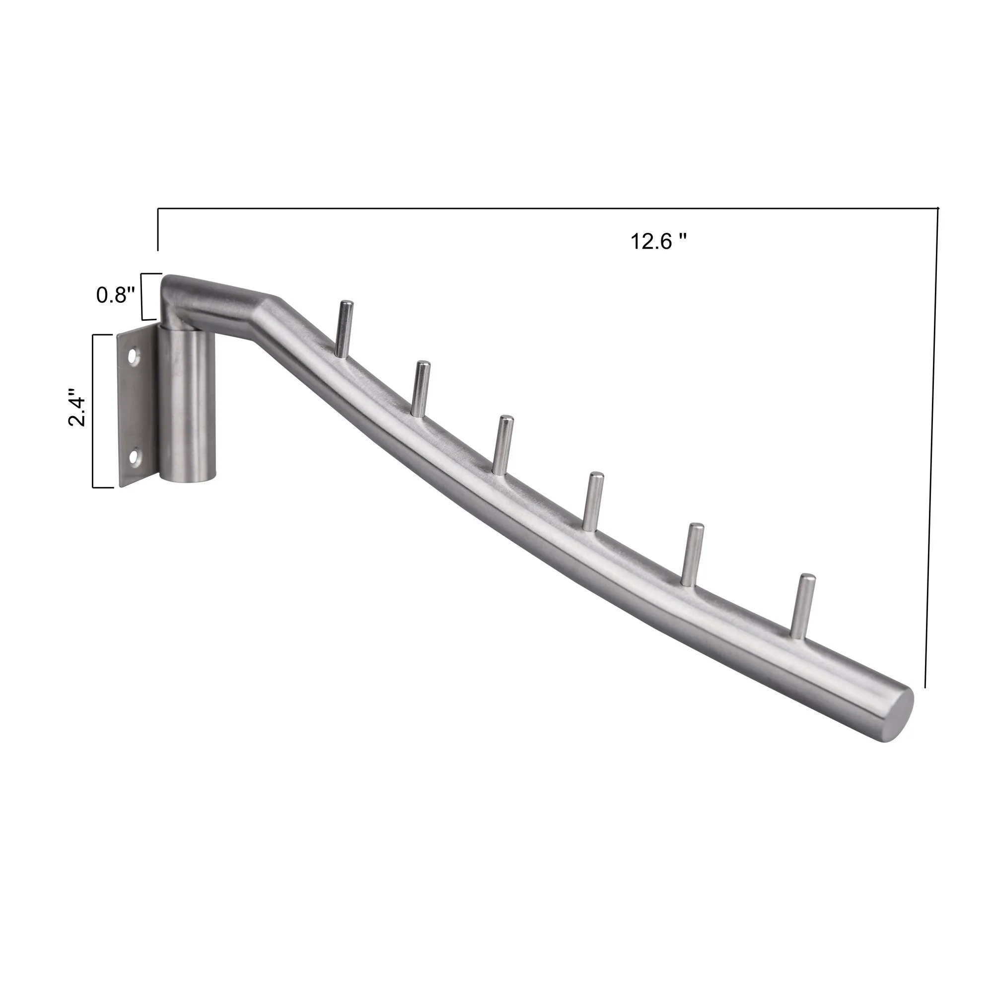 IMEEA Closet Hanger Space Saver Swing Arm Wall-Mounted SUS304 Brushed Stainless Steel with 6 Hooks 12.6inch (2-Set)
