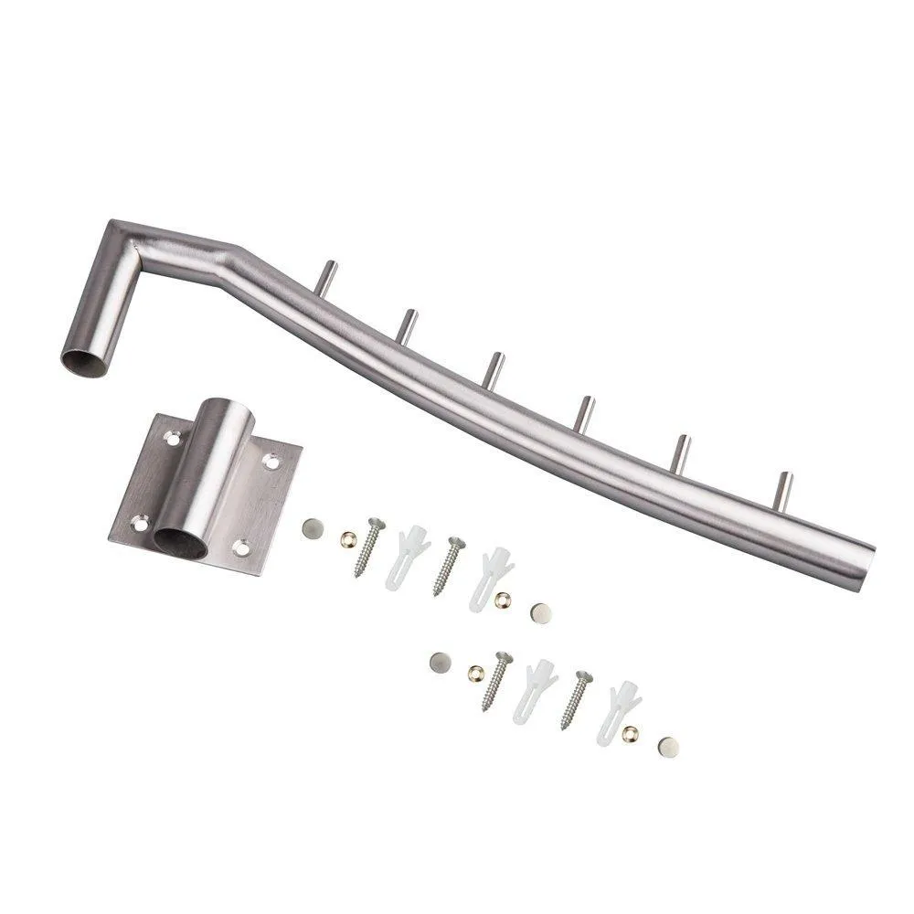 IMEEA Closet Hanger Space Saver Swing Arm Wall-Mounted SUS304 Brushed Stainless Steel with 6 Hooks 12.6inch (2-Set)