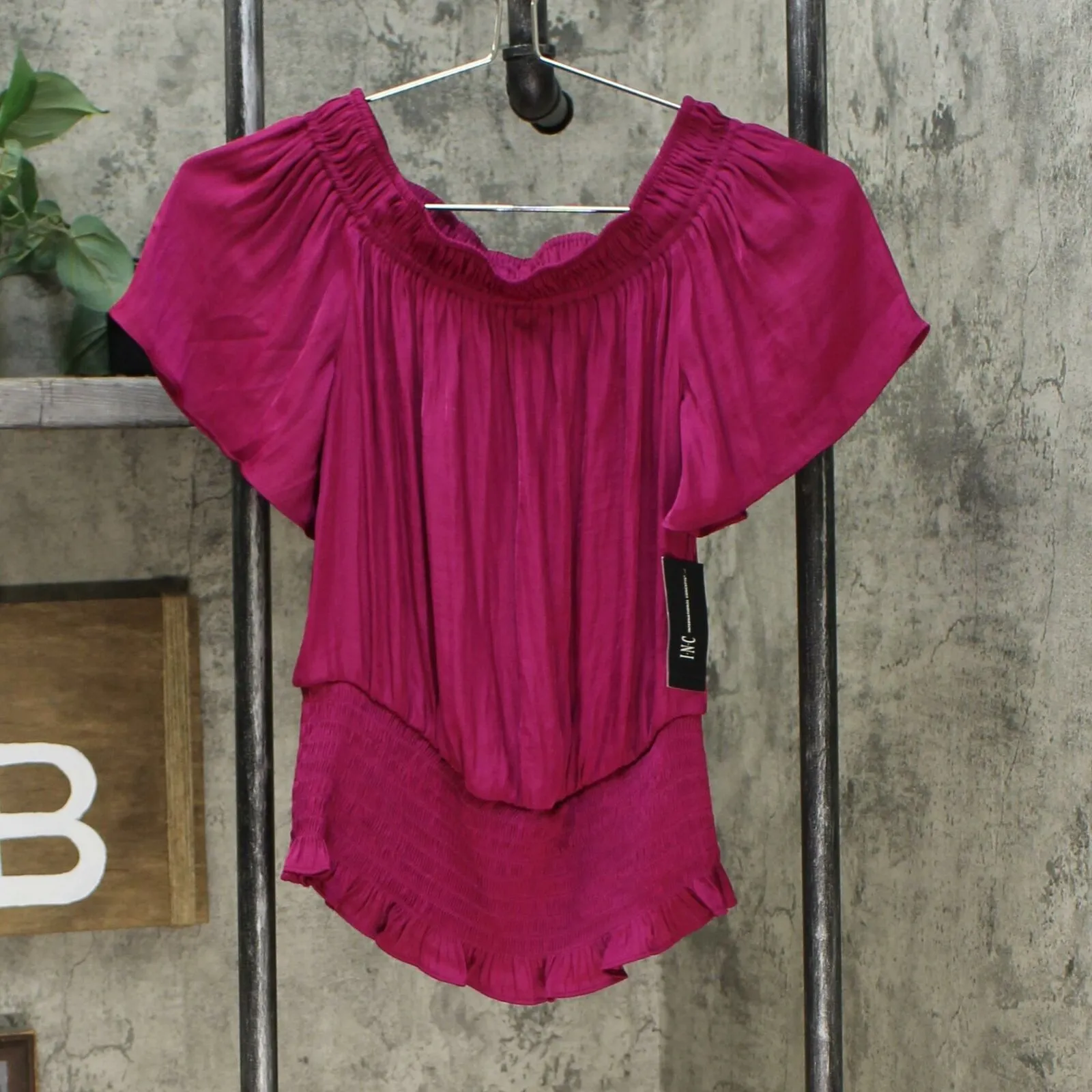 INC International Concepts Women's Smocked Convertible Top
