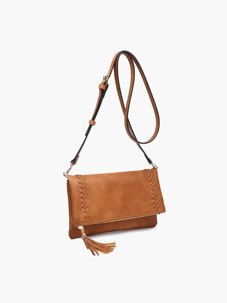 Isadora Distressed Whipstitch Crossbody Bone