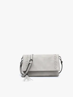 Isadora Distressed Whipstitch Crossbody Grey