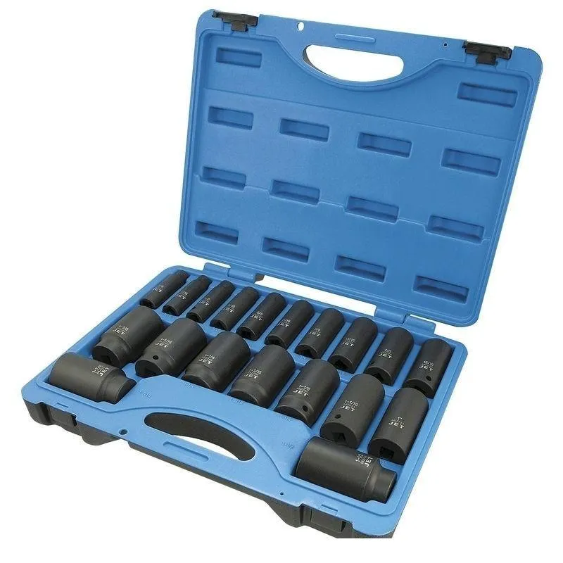 Jet 610329 19 PC 1/2" DR Deep SAE 6 Point Impact Socket Set
