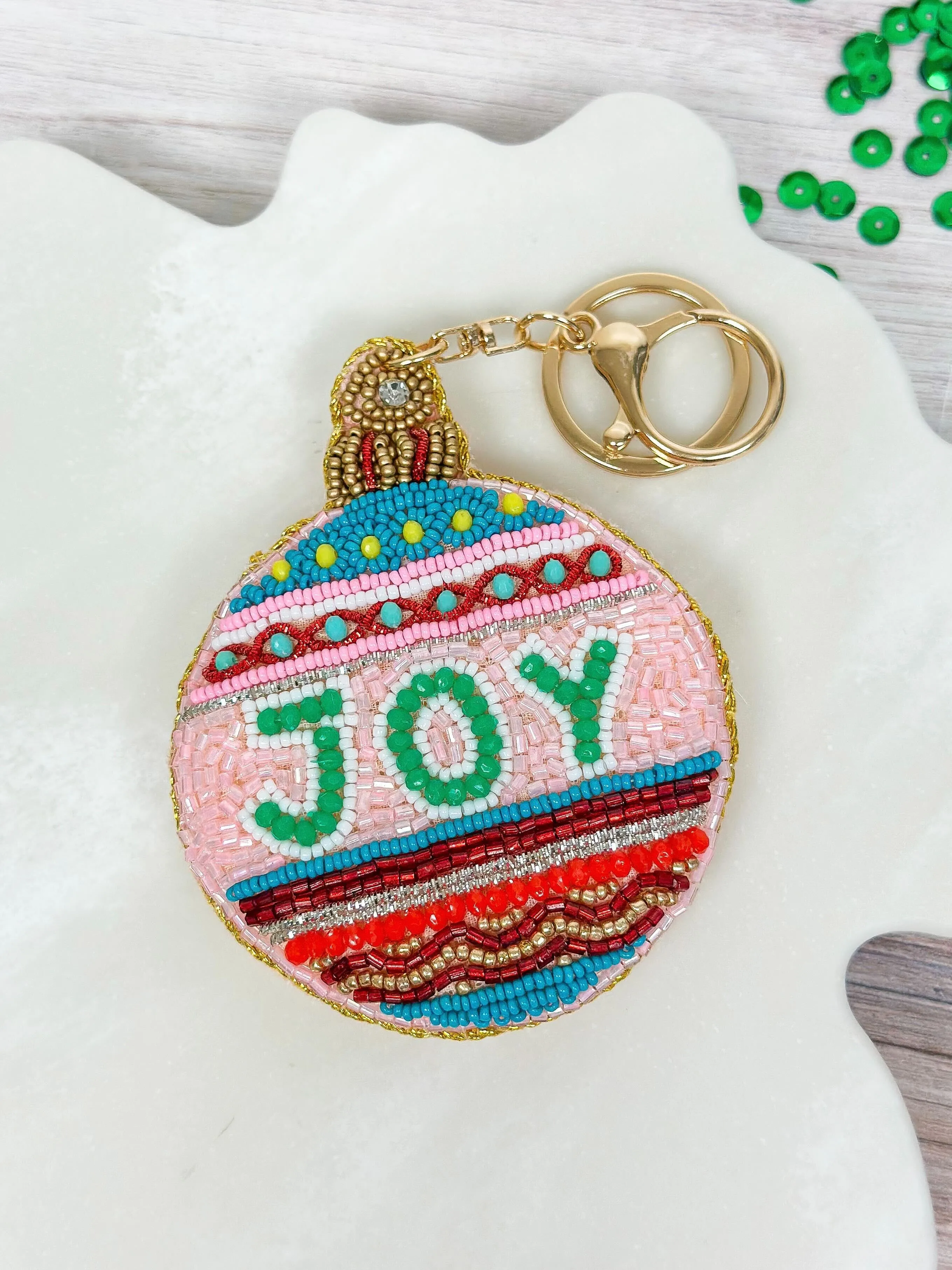 'Joy' Beaded Key Chain