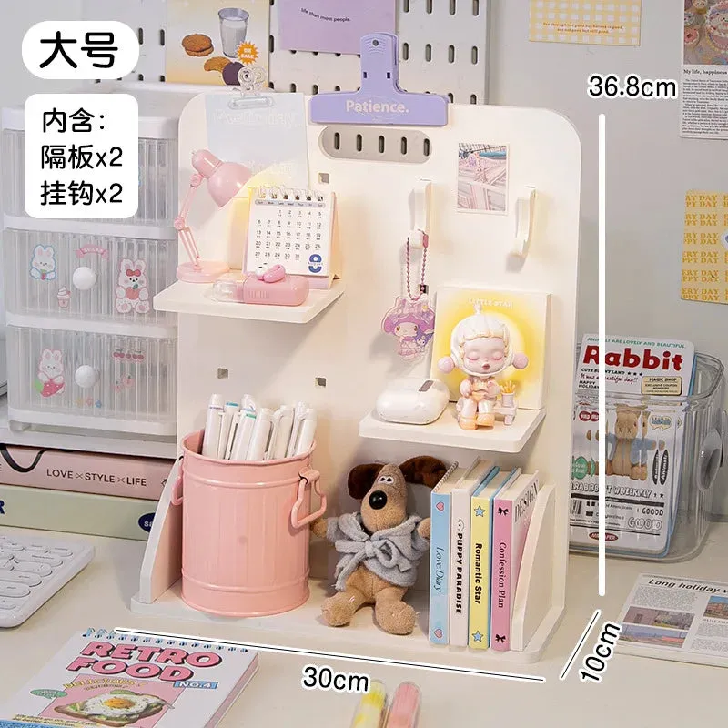 Kawaii Charm: Adorable Desktop Book & Stationery Organizer 🌸✨ - Perfect for Students & Office! 📚✏️