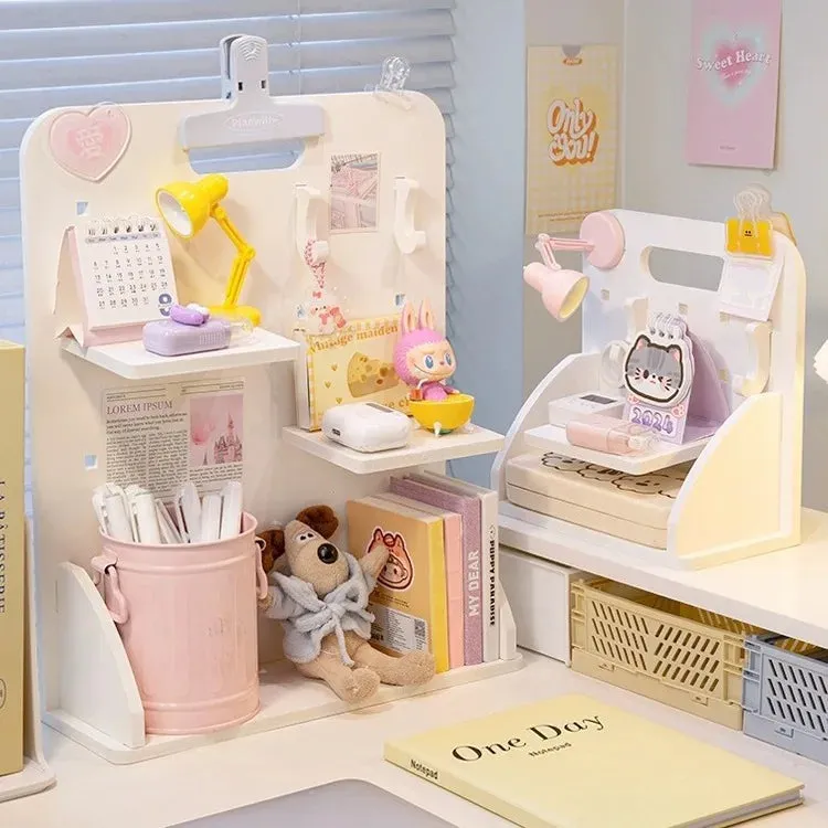 Kawaii Charm: Adorable Desktop Book & Stationery Organizer 🌸✨ - Perfect for Students & Office! 📚✏️