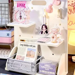 Kawaii Charm: Adorable Desktop Book & Stationery Organizer 🌸✨ - Perfect for Students & Office! 📚✏️