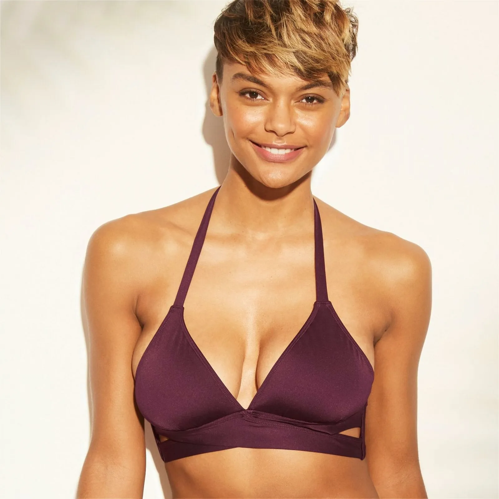 Kona Sol Women's Faux Wrap Halter Bikini Top