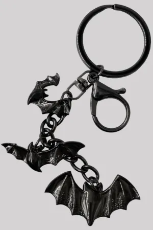 Kreepsville Flying Bats Charm Keychain -  Gothic Bat Style