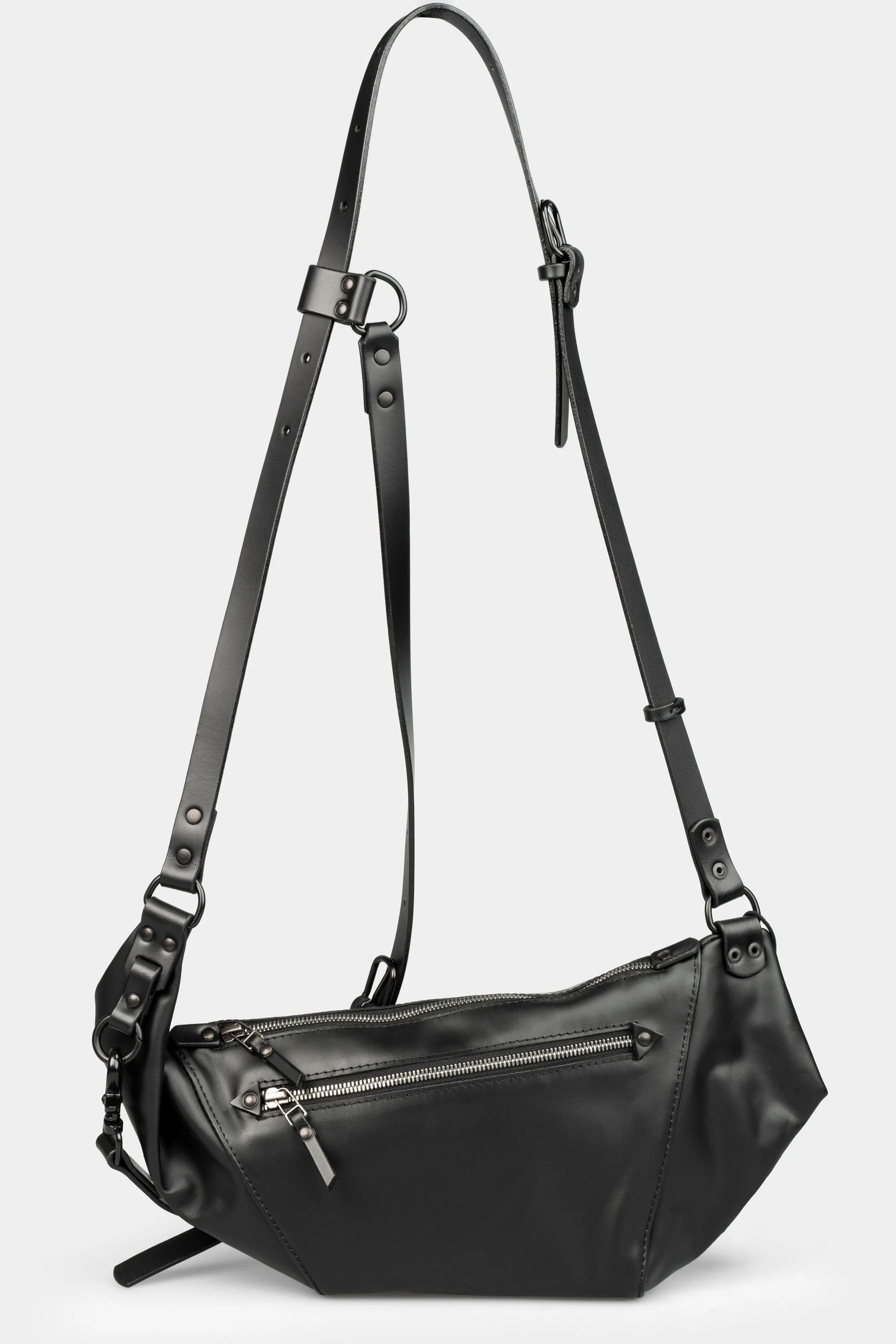 Lang cow leather crossbody harness bag