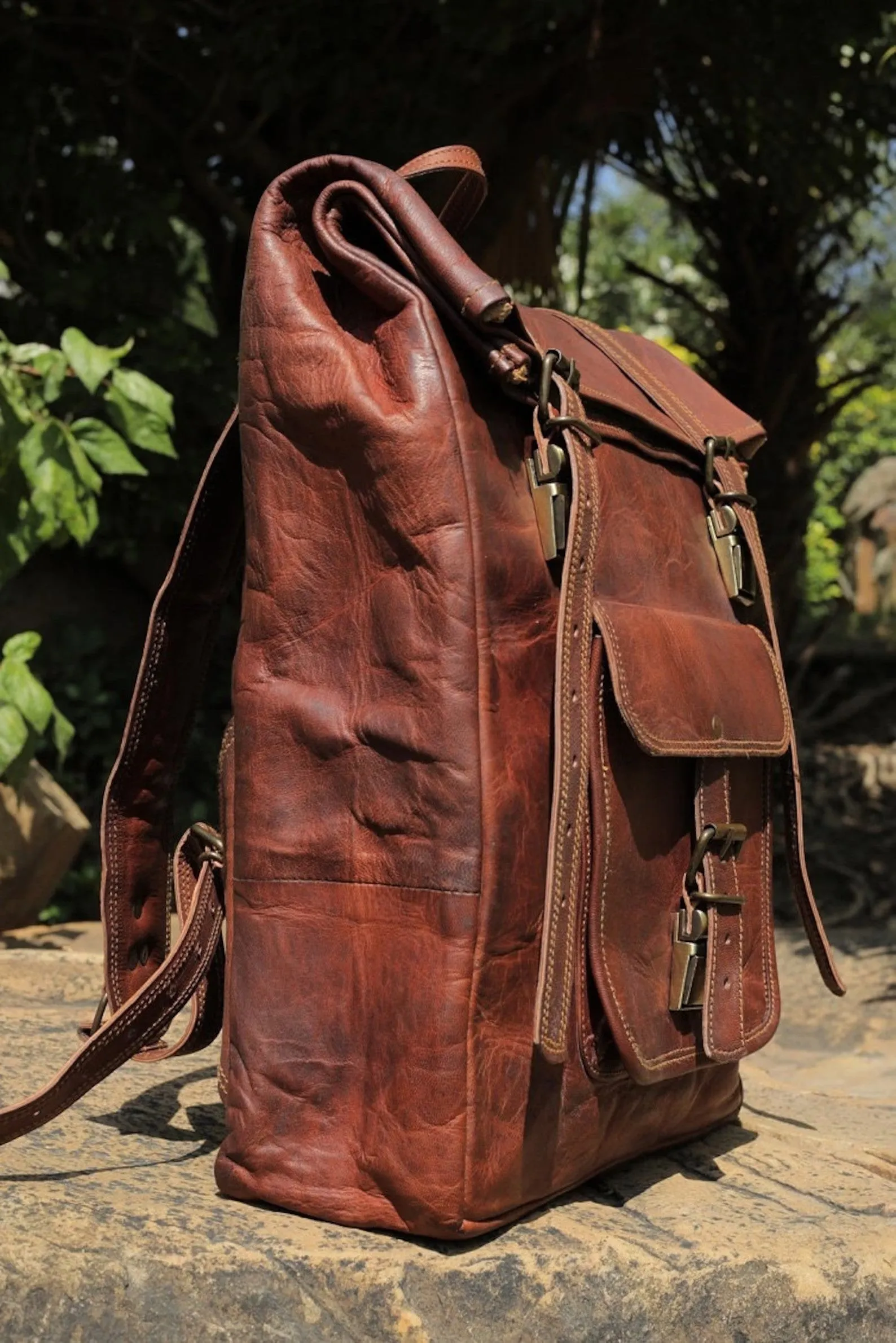 Leather Backpack, Leather Roll-on Bag