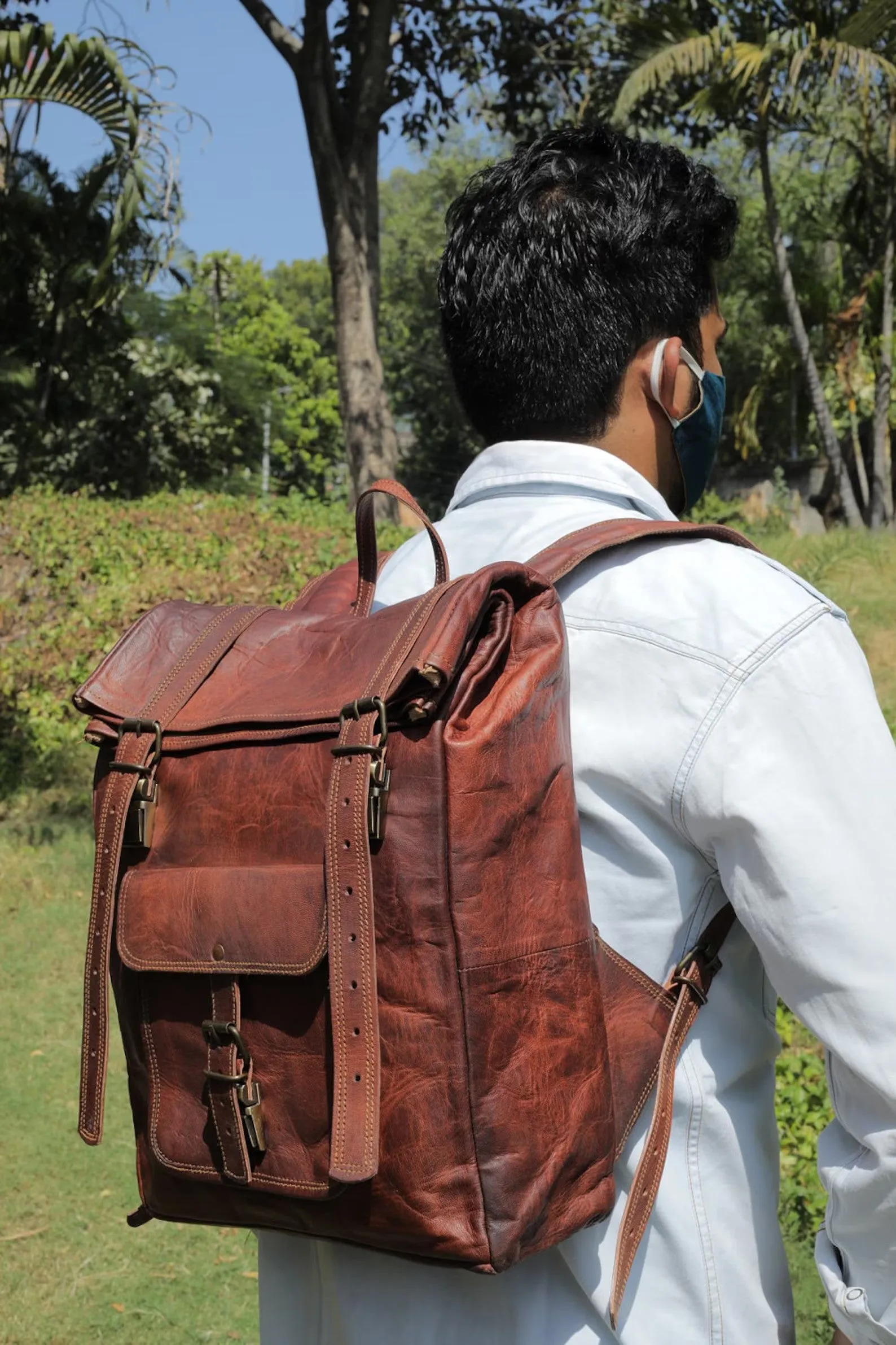 Leather Backpack, Leather Roll-on Bag