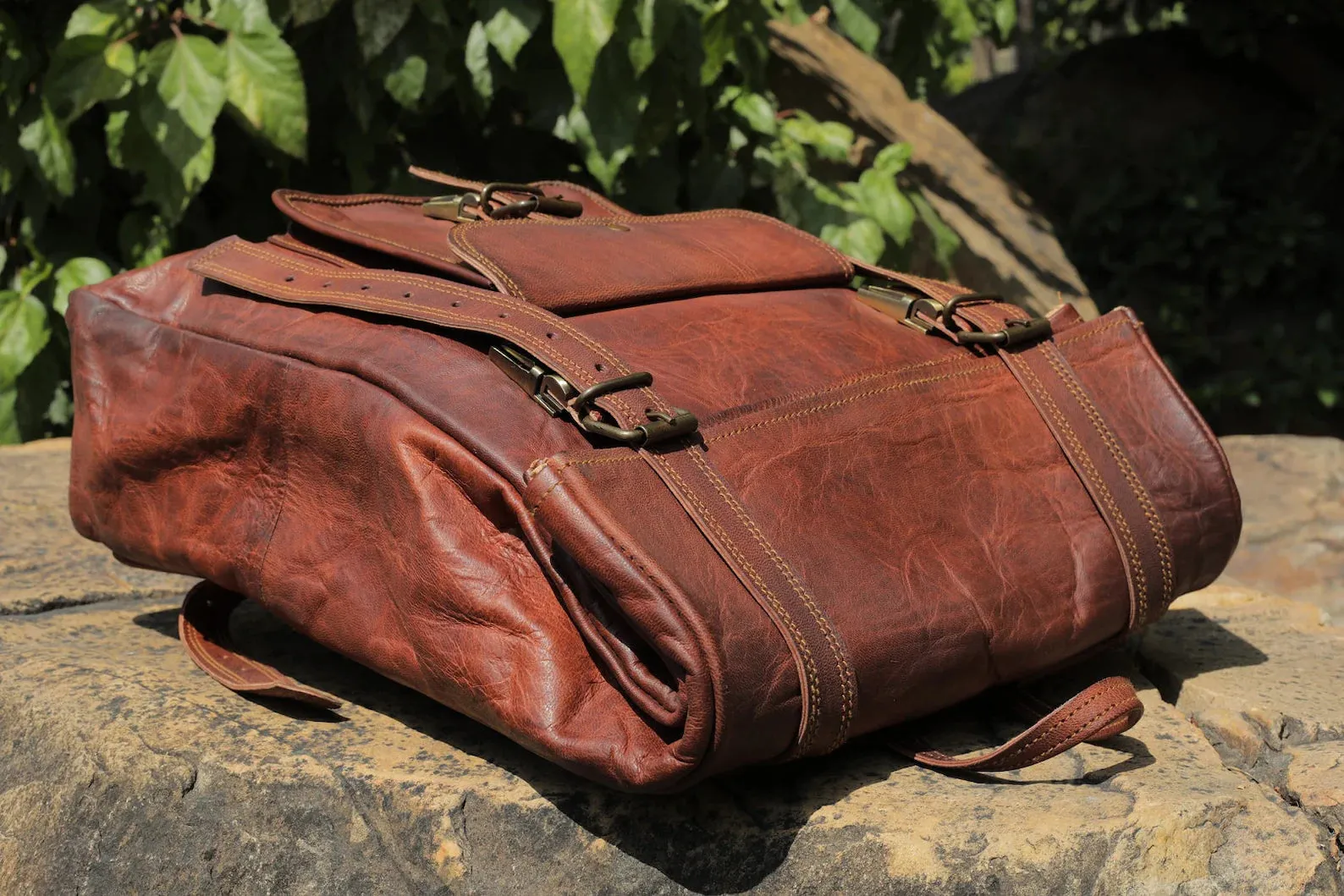 Leather Backpack, Leather Roll-on Bag
